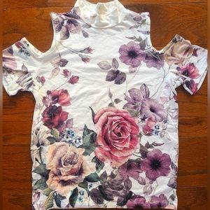 Gaze Floral Cold Shoulder Top (S)